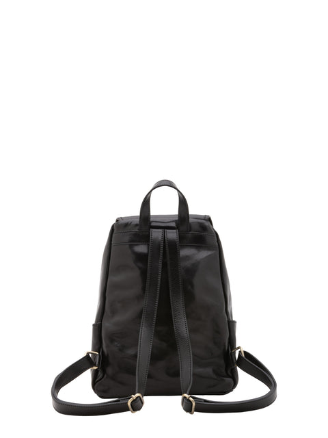 Women's Vacchetta Leather Shoulder Bag with Front Zip Pocket – Black – Made in Italy - I Fratelli
