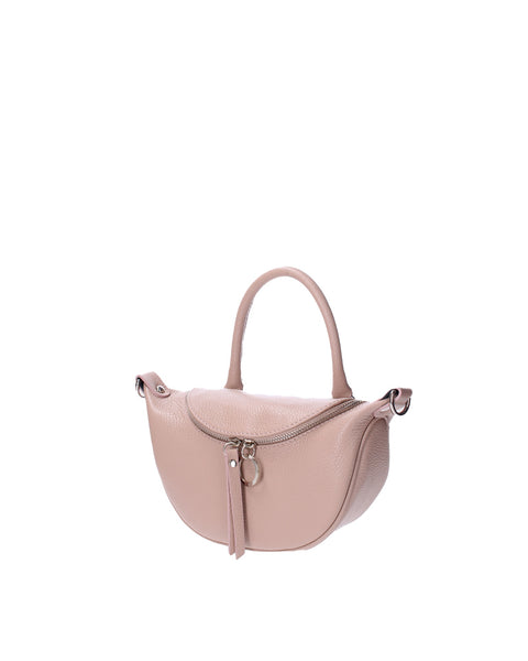Genuine Leather Leather Top Handle Handbag Made in Italy – Blush Pink - Viola Castellani