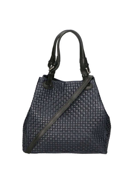 Women's Woven Suede Leather Shopper Bag – Blue – Made in Italy - Gave Lux
