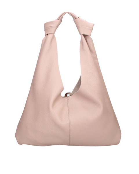 Genuine Leather Leather Shoulder Tote Bag Made in Italy – Blush Pink - Viola Castellani