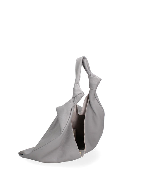 Grey Genuine Leather Leather Shoulder Tote Bag Made in Italy – Grey - Viola Castellani