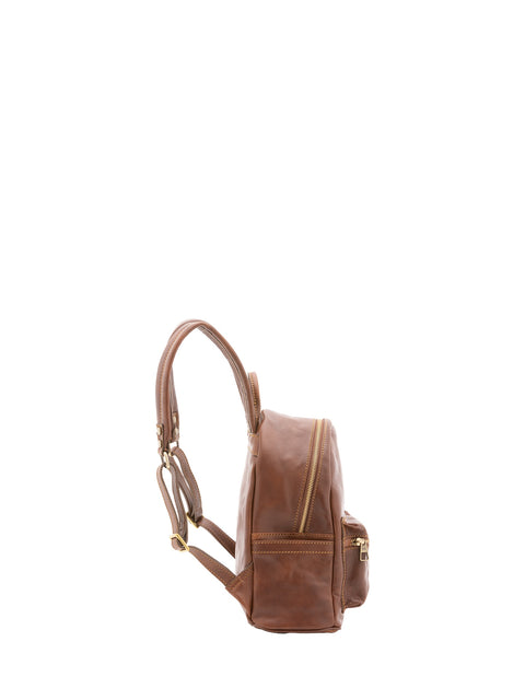 Classic Leather Backpack - Brown - Alessia Firenze