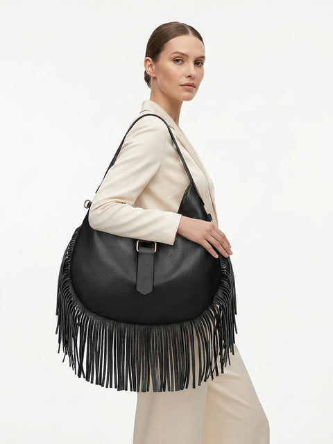 Women's Genuine Leather Handbag – Black Dollaro - Chiara Ferretti