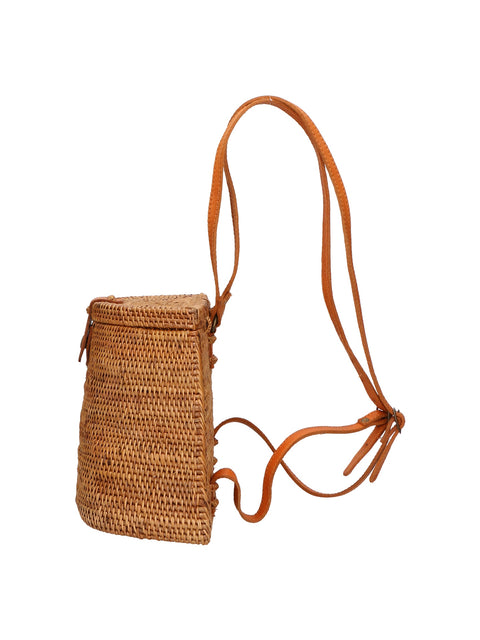 Handwoven Rattan Backpack with Leather Closure – Made in Italy - Gave Lux