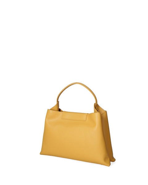 Yellow Regenerated Leather Top Handle Handbag Made in Italy – Yellow - Viola Castellani