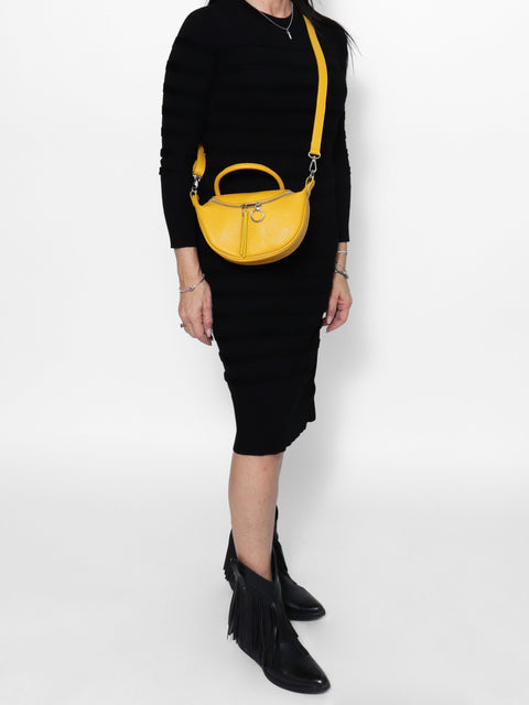 Yellow Genuine Leather Leather Top Handle Handbag Made in Italy – Yellow - Viola Castellani