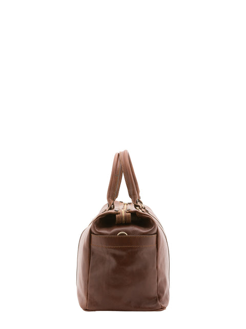 Italian Leather Travel Duffel Bag - Brown - Alessia Firenze