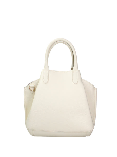 Women's Genuine Dollaro Leather Handbag – Off White – Made in Italy - Chiara Ferretti