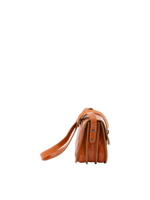 Women's Vacchetta Leather Triple Compartment Shoulder Bag – Cognac – Made in Italy - I Fratelli