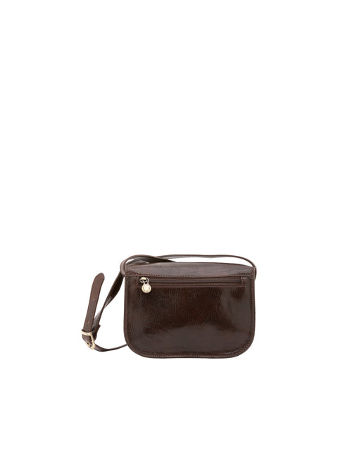 Women's Vacchetta Leather Triple Compartment Crossbody Bag – Dark Brown – Made in Italy - I Fratelli