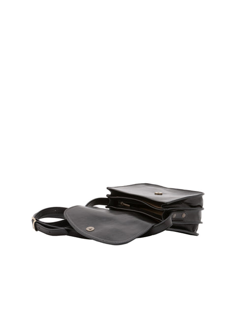 Women's Vacchetta Leather Triple Compartment Shoulder Bag – Black – Made in Italy - I Fratelli