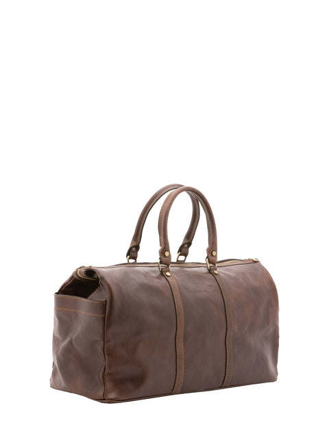 Classic Leather Travel Duffel Bag - Dark Brown - Alessia Firenze