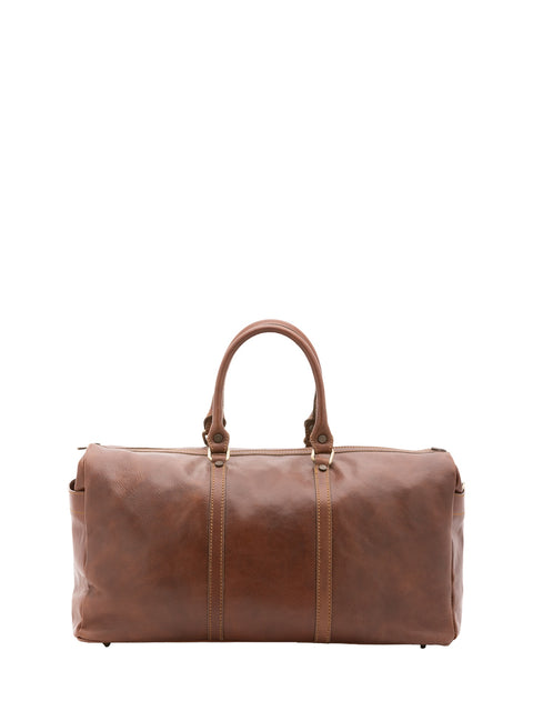 Italian Leather Travel Duffel Bag - Brown - Alessia Firenze