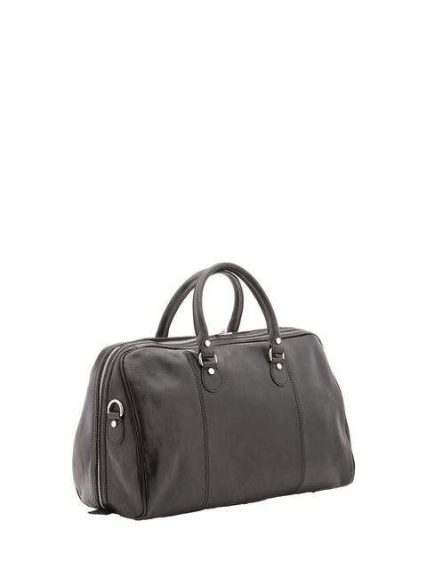 Classic Leather Weekender Bag - Black - Alessia Firenze