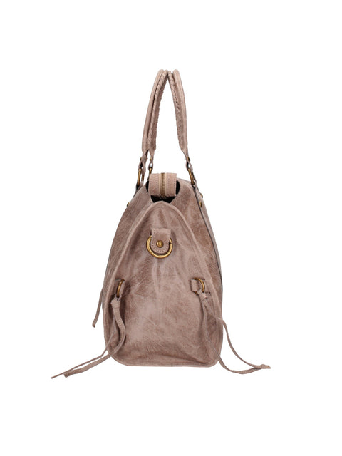 Women's Suede Leather Shoulder Bag with Removable Strap – Dark Taupe – Made in Italy - Gave Lux