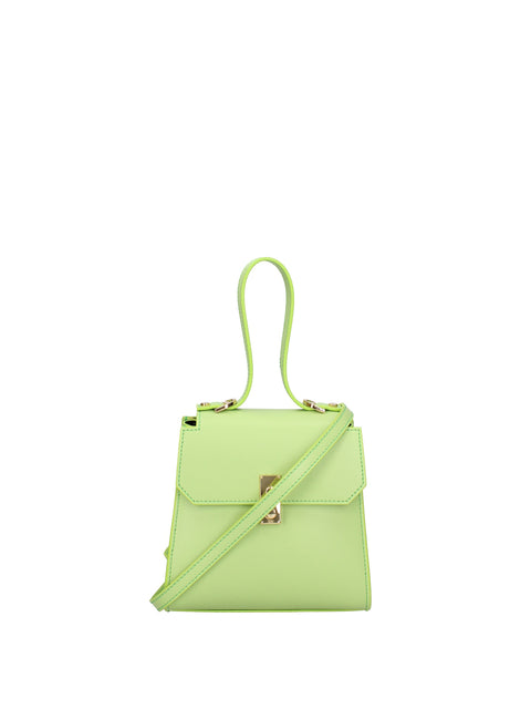Genuine Leather Leather Top Handle Satchel Bag Made in Italy – Pistachio - Viola Castellani