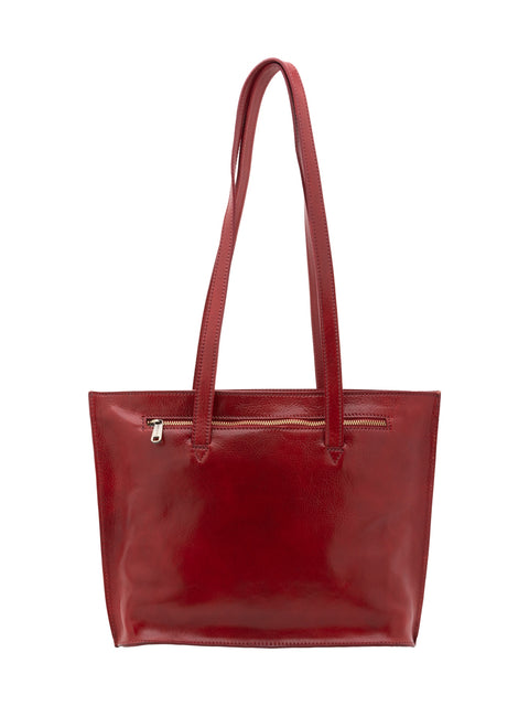 Women's Vacchetta Leather Large Shoulder Bag – Red – Made in Italy - I Fratelli