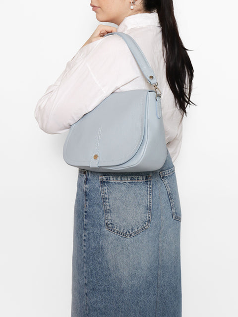 Celeste Genuine Leather Leather Shoulder Crossbody Bag Made in Italy – Sky Blue - Viola Castellani