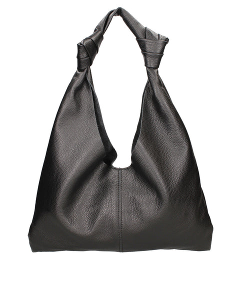 Black Genuine Leather Leather Shoulder Tote Bag Made in Italy – Black - Viola Castellani