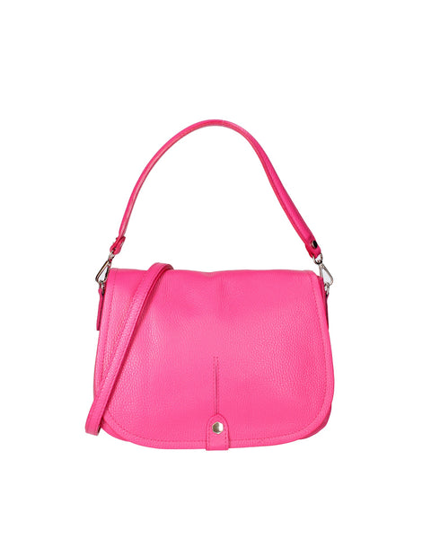 Genuine Leather Leather Shoulder Crossbody Bag Made in Italy – Fuchsia - Viola Castellani
