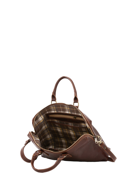 Men's Vacchetta Leather Work Briefcase with Shoulder Strap – Brown – Made in Italy - I Fratelli