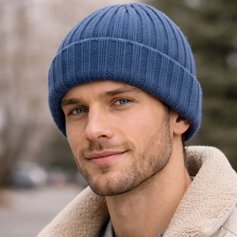 Unisex Pure Cashmere Ribbed Hat - Due Toscani