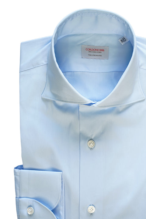 Azure Stretch Popeline Solid Shirt Cordone 1956