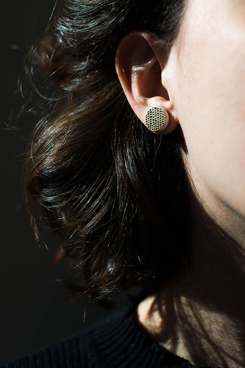 Earrings - Small Leather Buttons Lidia Mallia