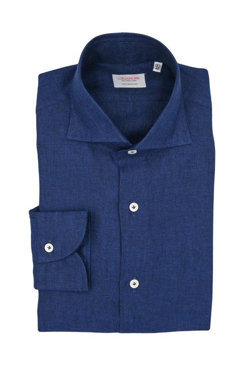 Blue Linen Shirt Cordone 1956