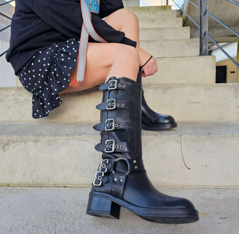 Women's leather buckle boots - Alex Megan 1348