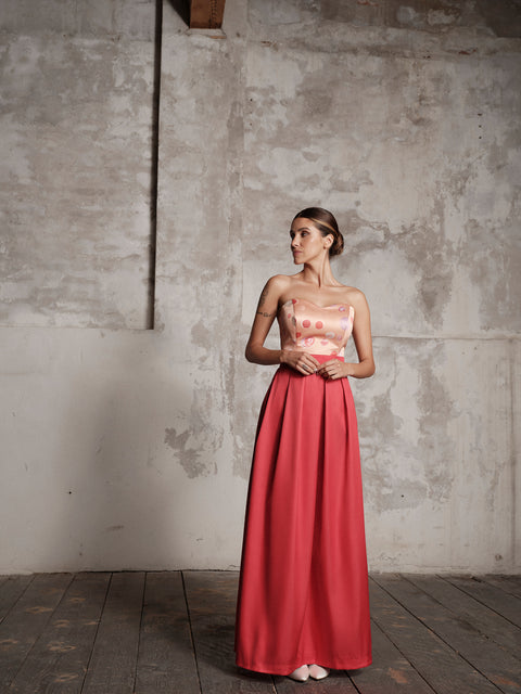 Skirt - Mikado Long Red Roberta Longo