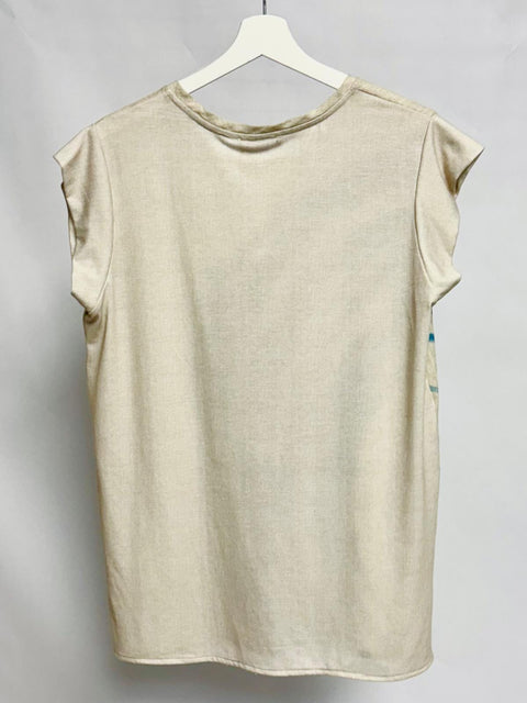 Sleeveless Printed Linen Top SixStop
