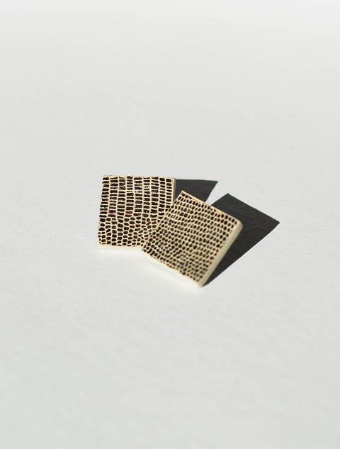 Earrings - Small Leather Tile Lidia Mallia