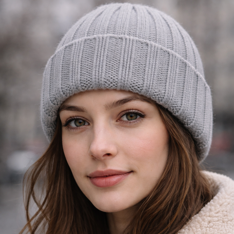 Unisex Pure Cashmere Ribbed Hat - Due Toscani