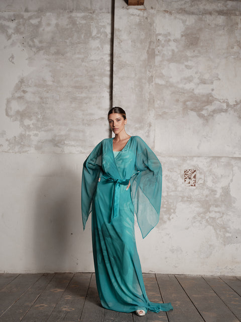 Dress - Georgette Kimono Green Roberta Longo