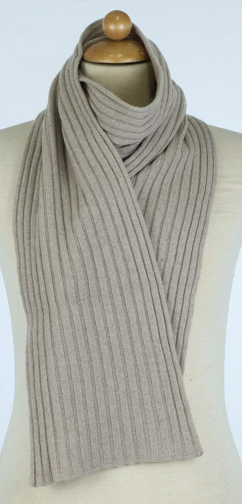 Super Soft Unisex Ribbed Scarf in Pure Recycled Cashmere 25x160 cm - Due Toscani