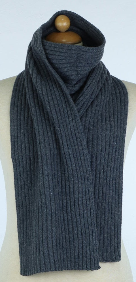 Super Soft Unisex Ribbed Scarf in Pure Recycled Cashmere 25x160 cm - Due Toscani