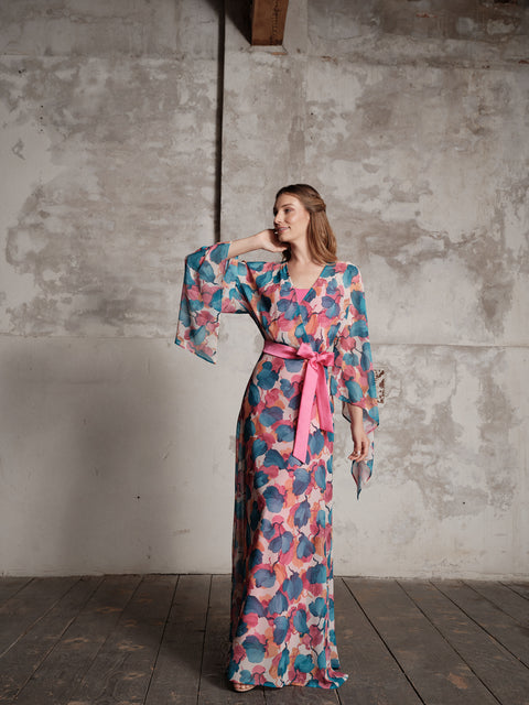 Dress - Georgette Kimono Pink Roberta Longo