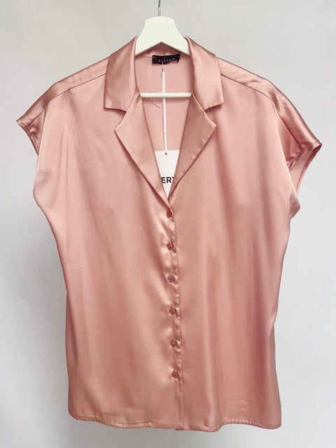 Blush Pink Satin Shirt SixStop