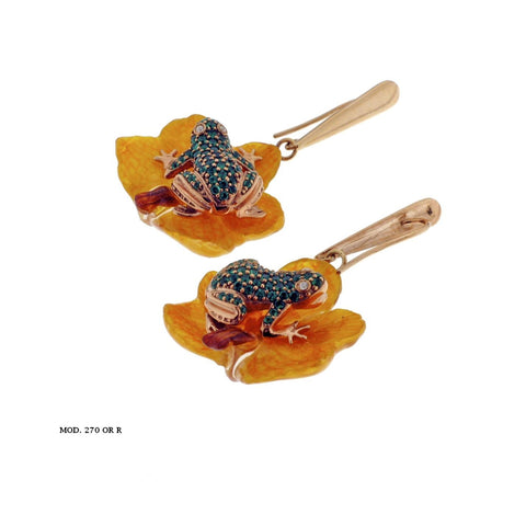 Earrings - Frog and flower Fancs-V