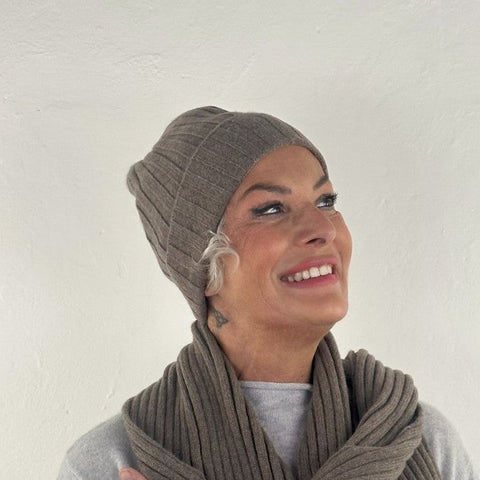 Unisex Pure Cashmere Ribbed Hat - Due Toscani