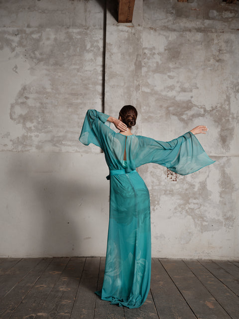 Dress - Georgette Kimono Green Roberta Longo