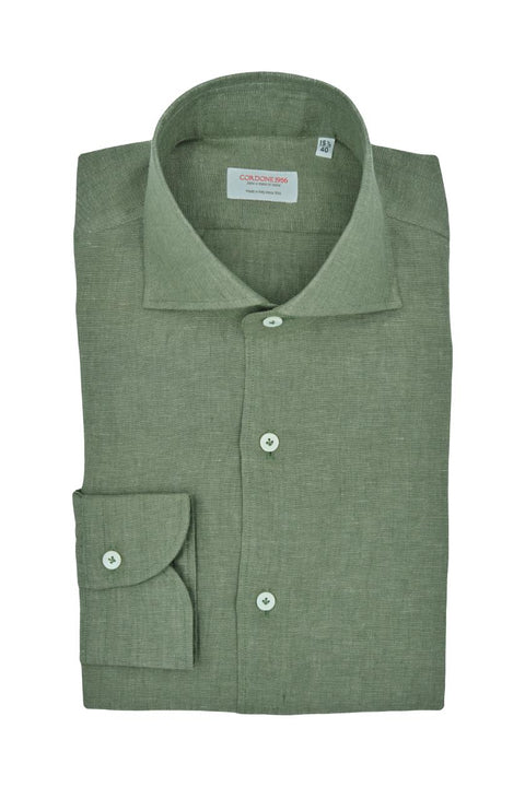 Military Green Linen Shirt Cordone 1956